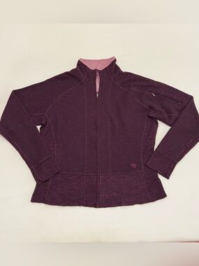Mountain Hardwear Sarafin Purple Full Zip Wool Cardigan Sweater Jacket Sz Large